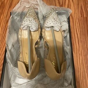 3.5 inches stilettos with rhinestones, it was worn once only